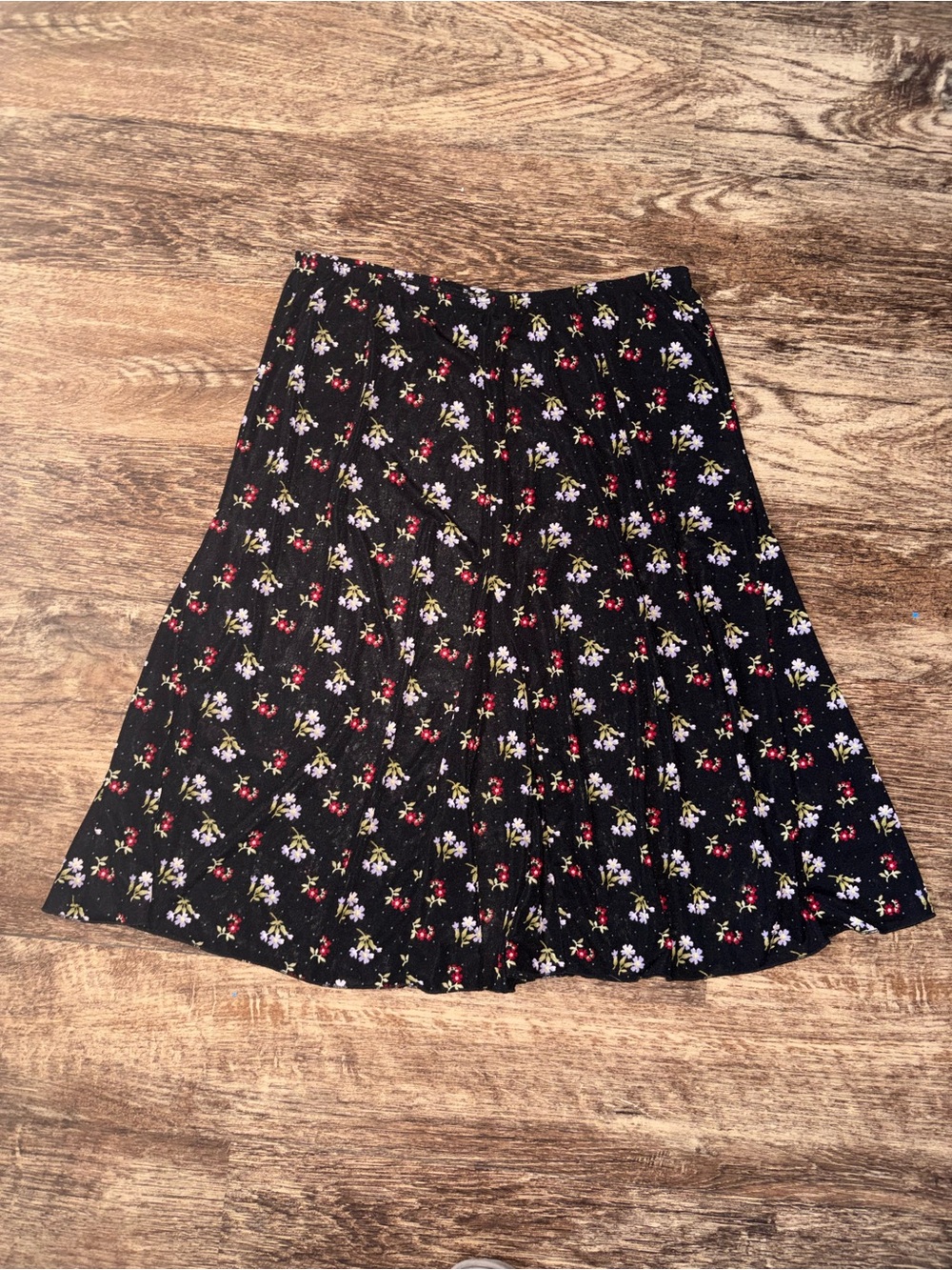 Midi skirt Red & purple Floral Print